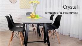  Presentation with dining table - Beautiful presentation design featuring dining table in home interior backdrop and a light gray colored foreground