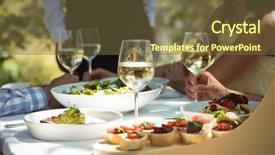  Presentation with dining restaurant - Slide set featuring close-up of food background and a tawny brown colored foreground