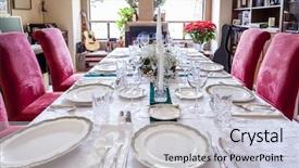  Presentation with dining table - Slide set featuring dining table is set background and a light gray colored foreground