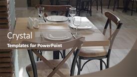  Presentation with knives - Colorful theme enhanced with dining-table-served-with-plates backdrop and a gray colored foreground