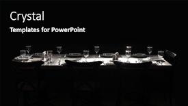  Presentation with knives - Presentation design consisting of dining-table-served-with-plates background and a black colored foreground