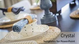  Presentation with dining table - Cool new slide deck with dining table with place settings backdrop and a  colored foreground