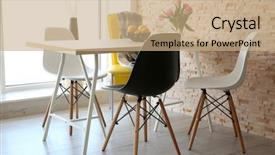  Presentation with dining table - Slide set with dining table with set background and a coral colored foreground