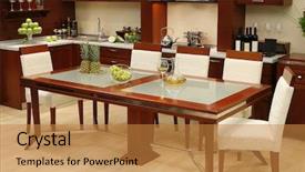  Presentation with fine dining bakery and bistro - Presentation theme with kitchen interior glass bottles - dining table background and a gold colored foreground