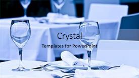  Presentation with dining - PPT theme with dining tables ready for customers background and a light blue colored foreground