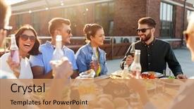  Presentation with people - Amazing slide set having cocktail dinner - leisure and people concept backdrop and a coral colored foreground