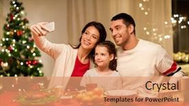  Presentation with christmas dinner - Beautiful presentation theme featuring dinner and taking selfie picture backdrop and a coral colored foreground