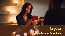  Presentation with candlelight dinner - Slide deck featuring dinner at home drinking wine background and a tawny brown colored foreground