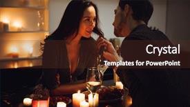  Presentation with candlelight dinner - Beautiful PPT theme featuring dinner at home drinking wine backdrop and a  colored foreground