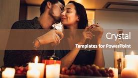  Presentation with candlelight dinner - Slides having dinner at home drinking wine background and a red colored foreground