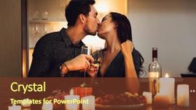  Presentation with candlelight dinner - PPT layouts featuring dinner at home drinking wine background and a tawny brown colored foreground