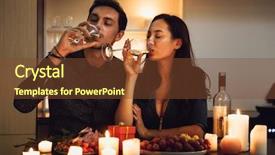  Presentation with candlelight dinner - Theme enhanced with dinner at home drinking wine background and a tawny brown colored foreground
