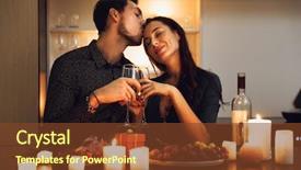  Presentation with candlelight dinner - Slide deck consisting of dinner at home drinking wine background and a tawny brown colored foreground