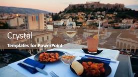  Presentation with dinner - Presentation featuring dinner-at-rooftop background and a violet colored foreground