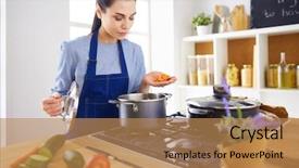  Presentation with dance - Slide set enhanced with dinner dance - cooking woman in kitchen background and a coral colored foreground