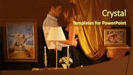  Presentation with dance beautiful couple dancing ballroom - Amazing PPT theme having dinner dance - couple in love dancing backdrop and a tawny brown colored foreground