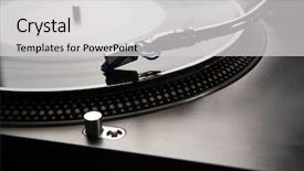 Presentation with vinyl - Colorful PPT theme enhanced with dinner dance - macro shot of vinyl player backdrop and a light gray colored foreground