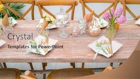  Presentation with dining table - Slides having dinner dining table top view prepare for party background and a lemonade colored foreground