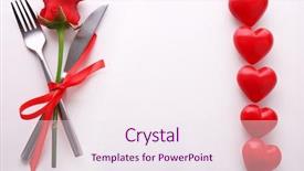  Presentation with valentines day - Slide set with dinner menu - festive table set for valentines background and a sky blue colored foreground