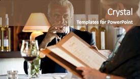  Presentation with restaurant menu - Beautiful slides featuring dinner menu - senior couple drinking wine backdrop and a tawny brown colored foreground