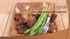  Presentation with ribs - PPT theme featuring dinner-of-hot-beef-pork background and a coral colored foreground