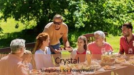  Presentation with summer party - Presentation design consisting of dinner or barbecue party summer background and a  colored foreground