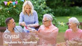  Presentation with summer party - Amazing PPT layouts having dinner or summer garden party backdrop and a coral colored foreground