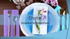  Presentation with table setting - Theme featuring dinner plate - beautiful festive table setting background and a light blue colored foreground