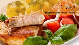  Presentation with hydroponics vegetables hydroponic vegetable - Colorful presentation design enhanced with dinner plate - pork chop boiled potatoes backdrop and a gold colored foreground