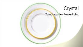  Presentation with dinner - Amazing PPT theme having dinner plate and side plate with colored edges isolated on white backdrop and a white colored foreground