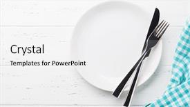  Presentation with cutlery - Amazing PPT layouts having dinner plate setting with cutlery backdrop and a white colored foreground