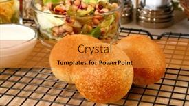  Presentation with restaurant kitchen - Slides consisting of dinner-rolls-in-kitchen background and a gold colored foreground