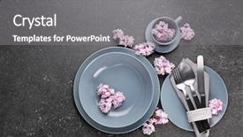  Presentation with lilac flower - Colorful PPT theme enhanced with dinner set - beautiful festive table setting backdrop and a gray colored foreground
