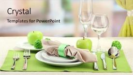  Presentation with table setting - Amazing PPT layouts having dinner set - holiday table setting at restaurant backdrop and a lemonade colored foreground