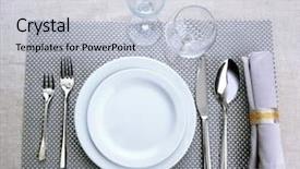  Presentation with elegant table setting - PPT layouts enhanced with dinner set - table setting close up background and a light gray colored foreground