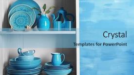  Presentation with dinner blue - Amazing presentation having dinner set - wooden shelves with blue rustic backdrop and a light blue colored foreground