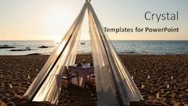  Presentation with bali - Beautiful theme featuring dinner-table-at-the-beach backdrop and a lemonade colored foreground