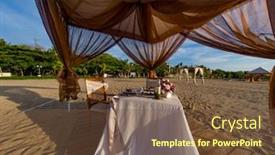  Presentation with bali - Theme with dinner-table-at-the-beach background and a tawny brown colored foreground