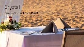  Presentation with bali - Presentation design enhanced with dinner-table-at-the-beach background and a coral colored foreground