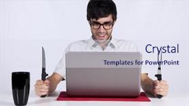  Presentation with dinner - Audience pleasing slide set consisting of dinner table eating technology backdrop and a sky blue colored foreground