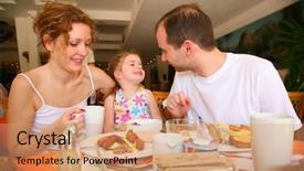  Presentation with restaurant family - Slides featuring breakfast restaurant - dining family background and a coral colored foreground