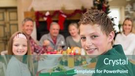  Presentation with living room family - Presentation theme featuring  background and a  colored foreground