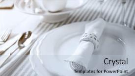  Presentation with table setting - PPT layouts consisting of dinner wares - beautiful table setting close up background and a light blue colored foreground