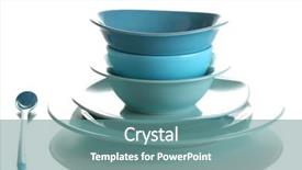  Presentation with white blue vapor trail - Theme with dinner wares - blue tableware isolated on white background and a  colored foreground