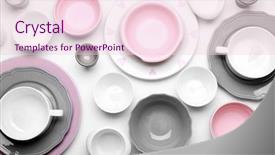  Presentation with empty - Beautiful slide deck featuring dinner wares - empty colorful dishes on white backdrop and a lemonade colored foreground