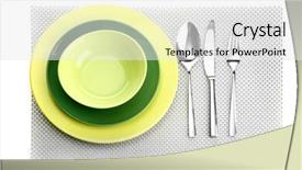  Presentation with tablecloth - Cool new PPT theme with dinner wares - green empty plates with fork backdrop and a  colored foreground