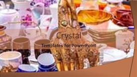  Presentation with flea - Presentation design enhanced with dinnerware-souvenir-dolls-and-figurines background and a coral colored foreground