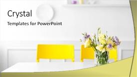  Presentation with flowers - Colorful presentation design enhanced with dinning - bouquet of fresh eustoma flowers backdrop and a white colored foreground