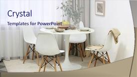  Presentation with fine dining bakery and bistro - Audience pleasing PPT theme consisting of dinning - stylish dining room interior backdrop and a sky blue colored foreground