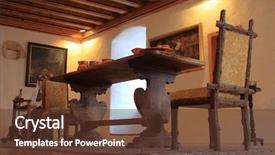 Presentation with medieval iron doors stone castle - Cool new PPT layouts with dinning room old a medieval backdrop and a tawny brown colored foreground